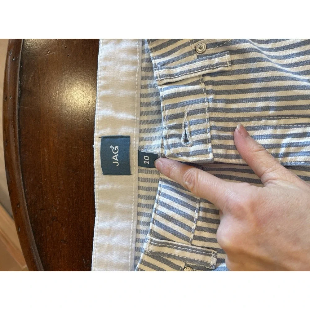 JAG‎ Carter Girlfriend Jeans 10/26 Blue White Stripe Railway Coastal Preppy EUC - Picture 3 of 6